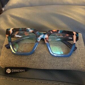 Colorful Square Glasses with Blue Accents